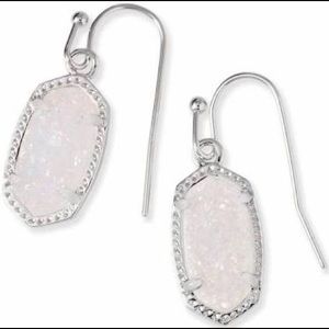 Kendra Scott Lee Silver Drop Earrings in Iridescent Drusy